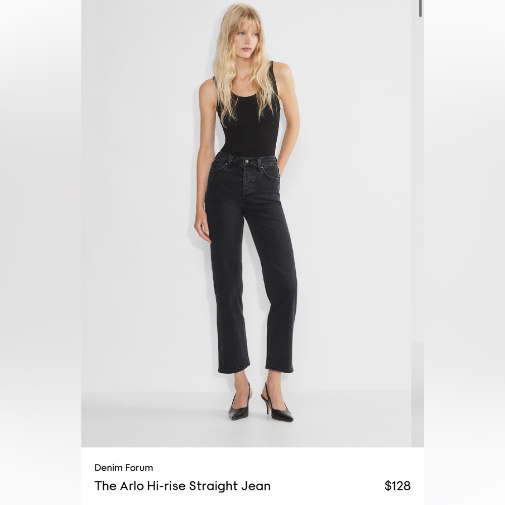 Denim Forum Arlo Hi-Rise Straight Jean in ‘black eyeliner’ size 28